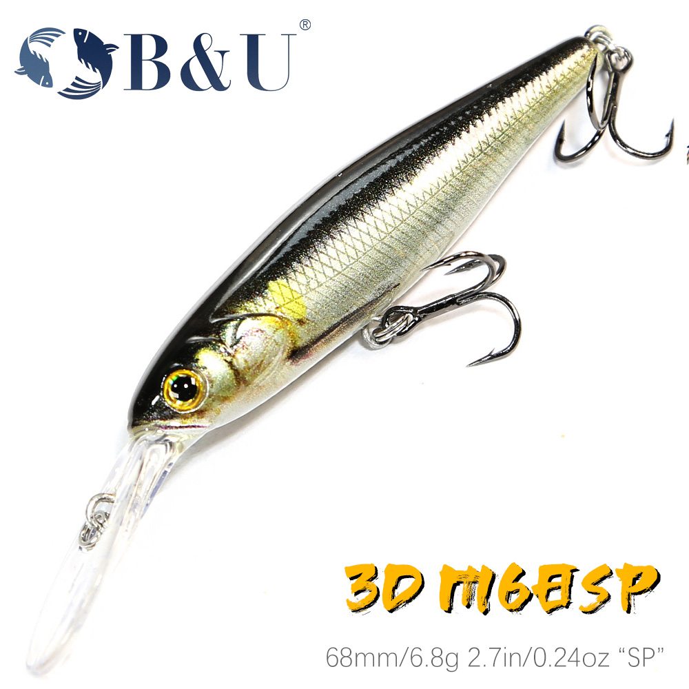 B & U 68 мм 3D печать Shad под – обзор и цена Fishing Lure Jerkbait